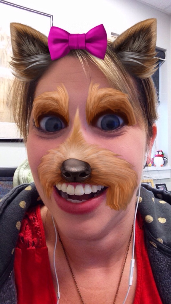 Snapchat. I have no idea, you guys. Although, this is what my eyebrows look like in their natural state, more or less. Also my bottom teeth are crooked because I didn't wear my retainer.